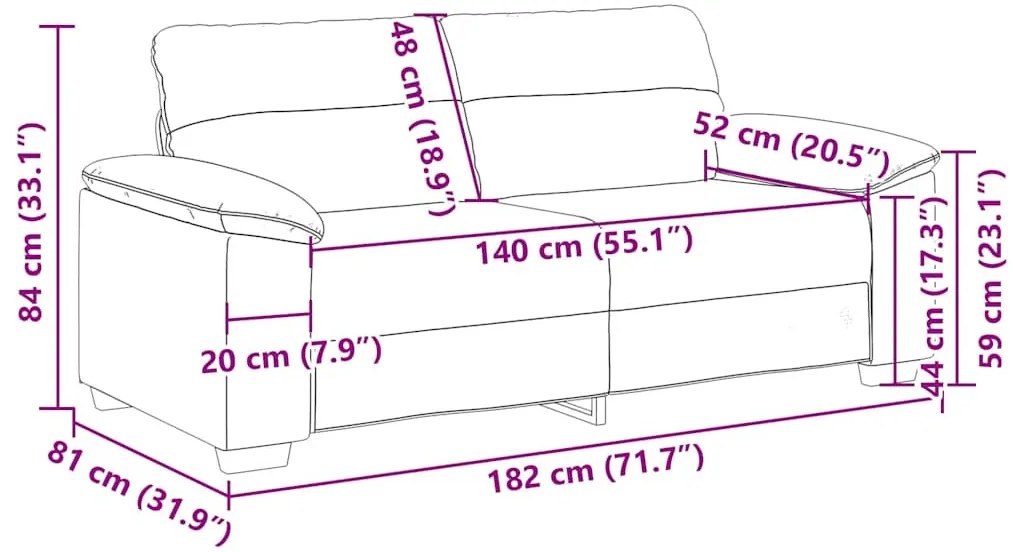 vidaXL kétszemélyes kapucsínó stílusú műbőr kanapé 140 cm