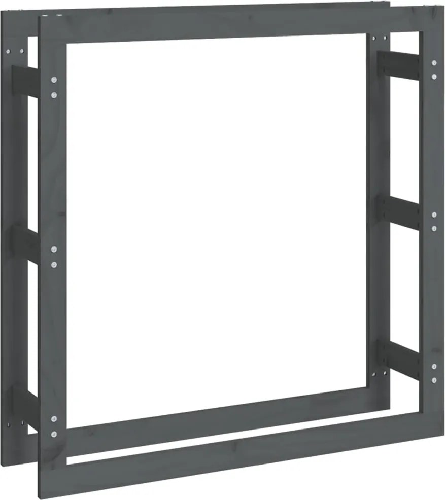 vidaXL szürke tömör fenyőfa tűzifatartó állvány 100x25x100 cm