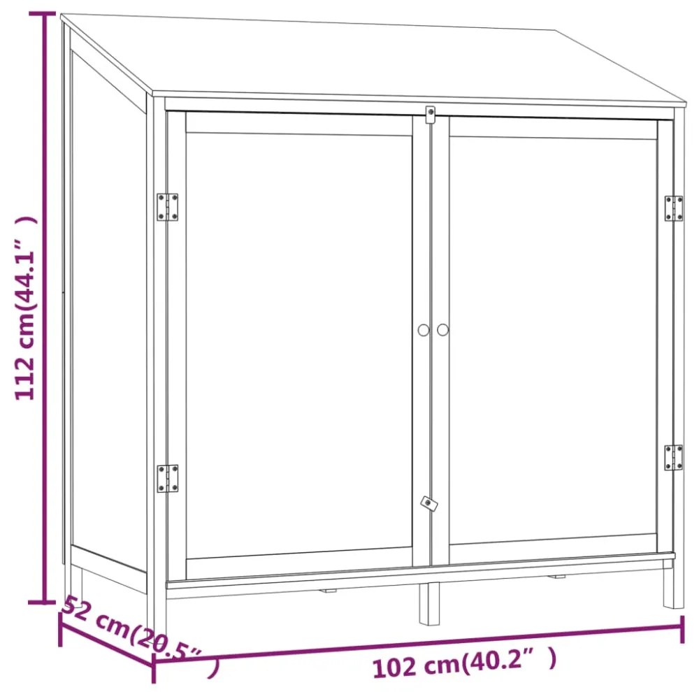 barna tömör fenyőfa kerti fészer 102 x 52 x 112 cm