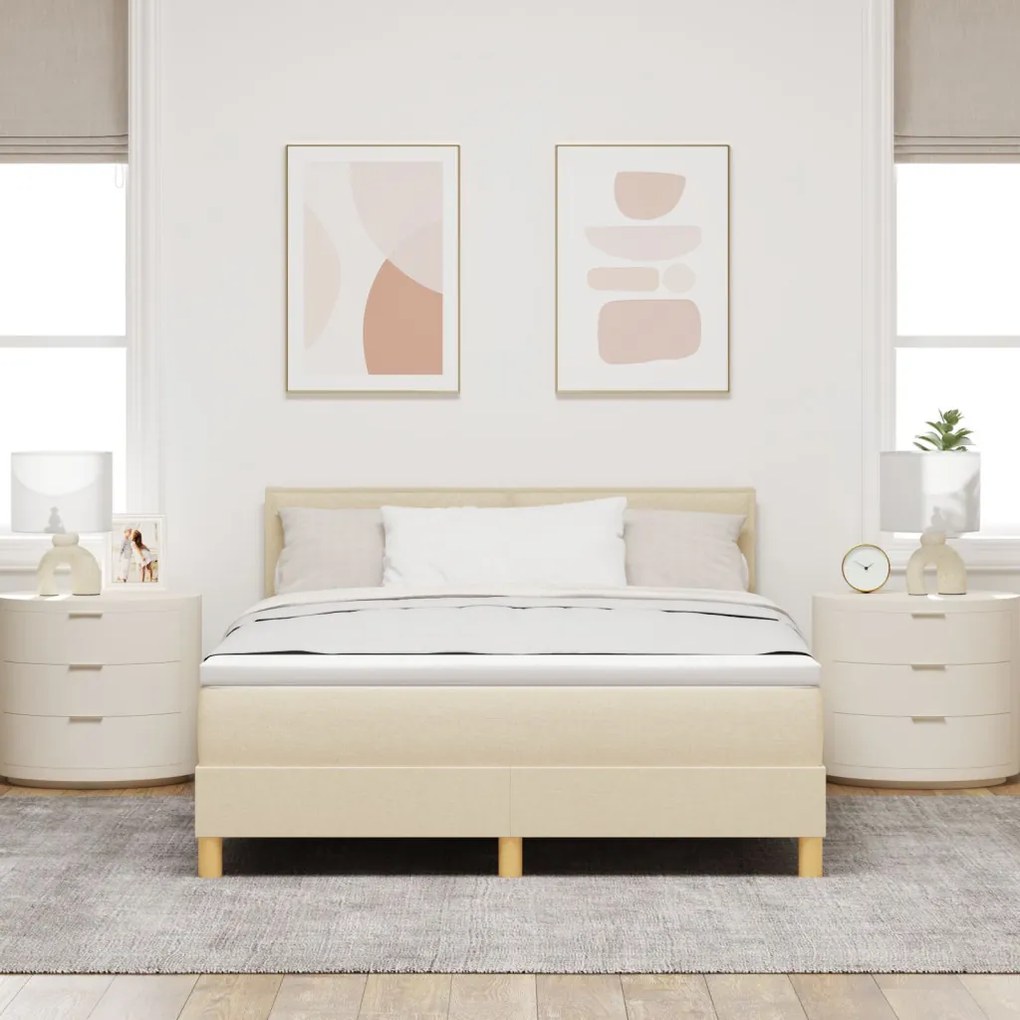 Box Spring Ágy Matraccal Krém 140x200 cm Szövet