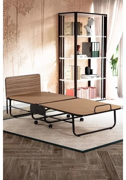 Összecsukható fém egyszemélyes ágy matraccal HERON 80x190 cm fehér teherbírás 120 kg