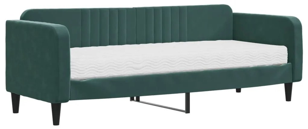 sötétzöld bársony heverő matraccal 80 x 200 cm