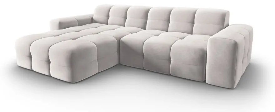 Világosszürke bársony sarokkanapé (bal oldali) Kendal – Micadoni Home