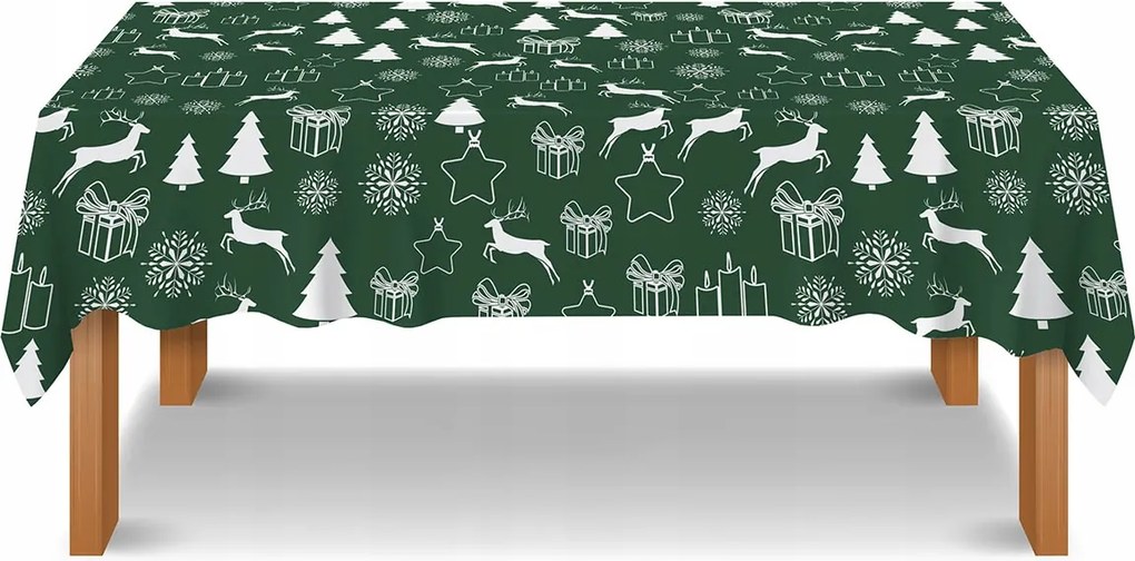 Abrosz Foltálló 140X240 Karácsonyi Zöld Rénszarvas
