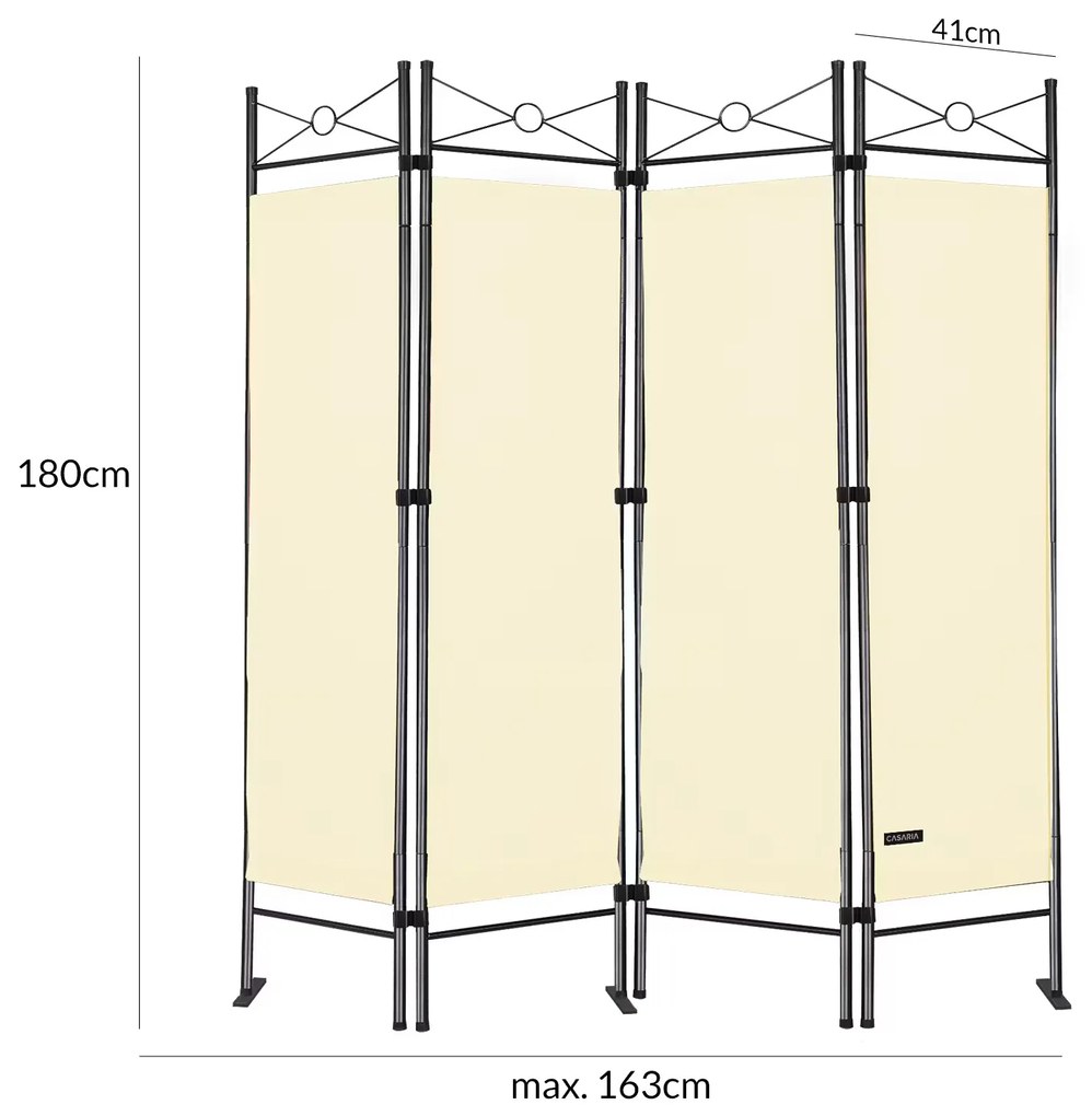 Casaria® 4 paneles képernyő Lucca - krém