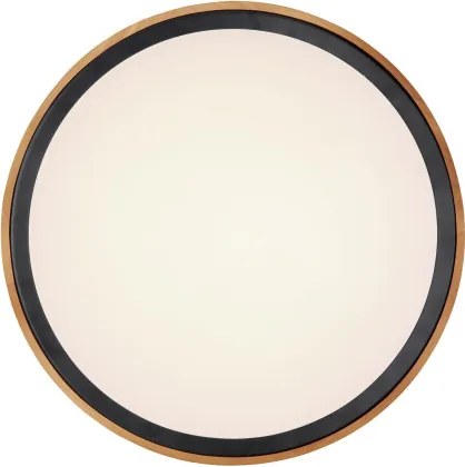 Globo 41764-24 Mennyezeti lámpa, matt fekete fém, barna fa, akril fehér, lépcsős kapcsoló, 3000-4500-6000K kapcsoló a terméken, ø: 437mm, M: 110mm, inkl.LED 24W 230V,1000lm, CCT 3000/4500/6000K