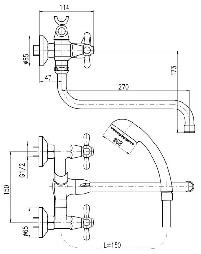 RAV Slezák MK153.5/1 - MORAVA kádkészlet csapteleppel, fényes króm