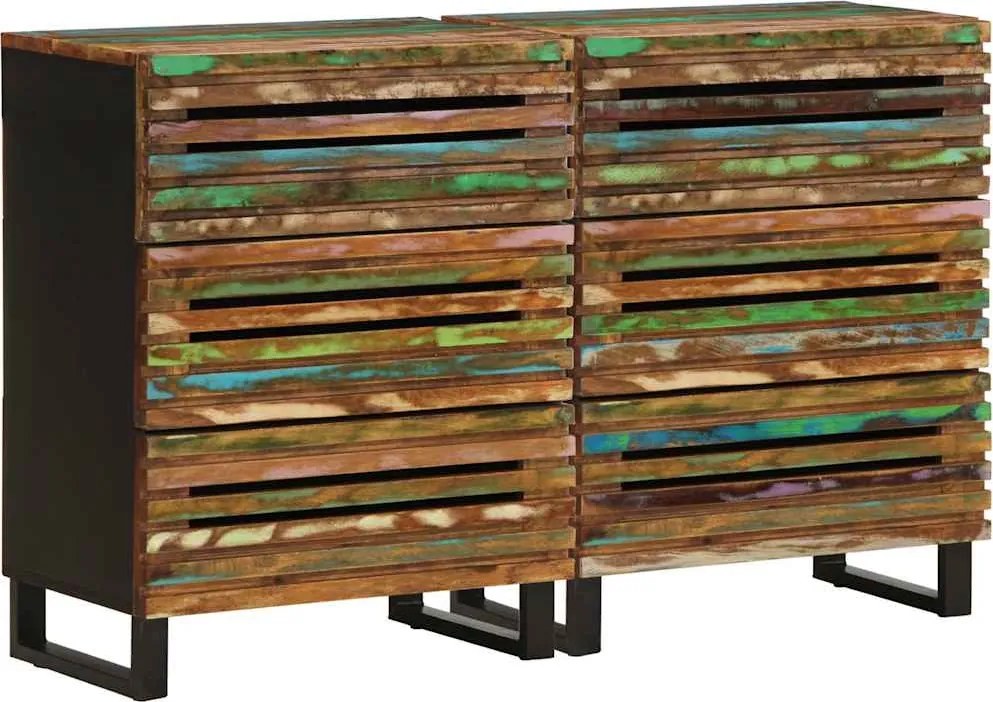 vidaXL 2 db tömör akácfa tálalószekrény 60 x 34 x 75 cm