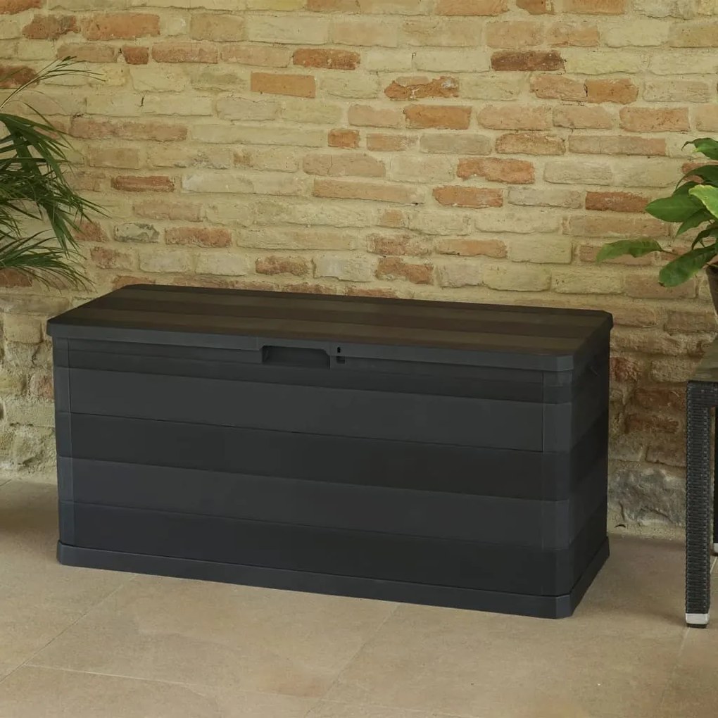 Fekete Kerti Tárolóláda 117 X 45 X 56 Cm