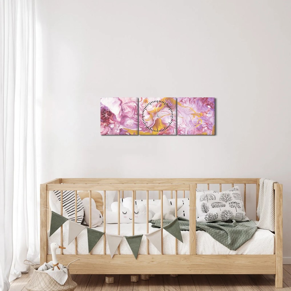 Kép - Rózsaszín absztrakció (órával) (90x30 cm)