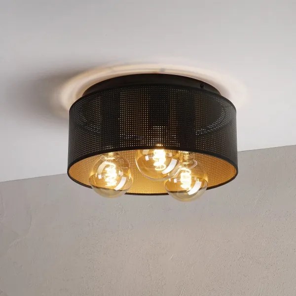 Mennyezeti lámpa SIRJA PLISADO 3xE27/15W/230V Ø 35 cm fekete/arany