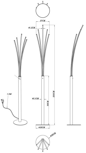 Globo 59229B - LED dimmelhető érintésérzékelős állólámpa BIZZY LED/36W/230V