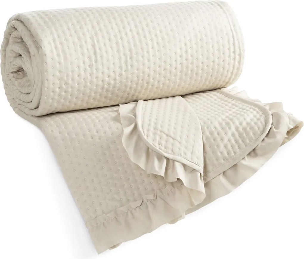 Dekoratív ágytakaró 220x240 fodros bézs