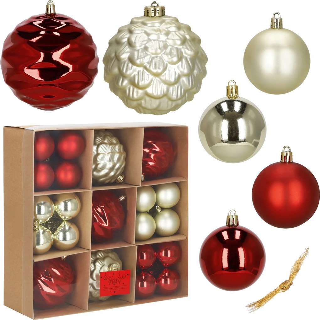 Karácsonyfadísz 37DB-OS Karácsonyfa 7-13cm Törhetetlen Medál Szett