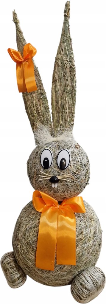 Húsvéti figura Szalma Nyuszi Dekoráció masnival Nagy Narancs