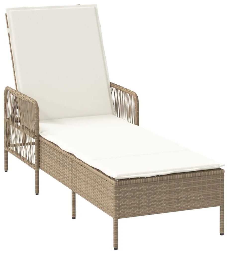 Napozóágy Bézs és krém színű PE Rattan 157 x 55 x 92 cm