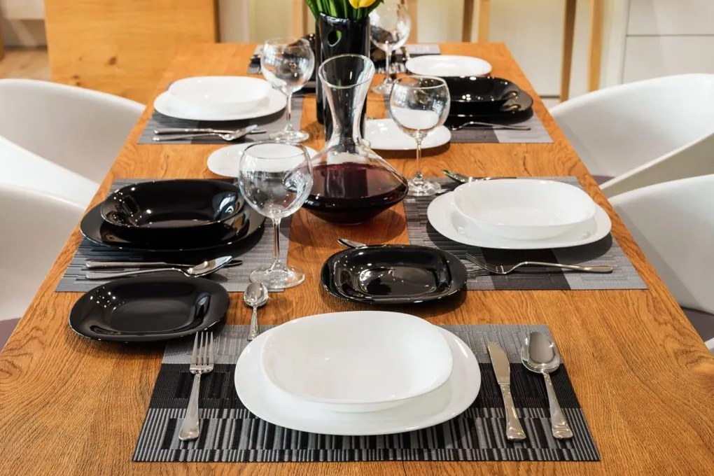 Luminarc CARINE üveg étkészlet 18 részes 6 személyes fehér fekete N1489
