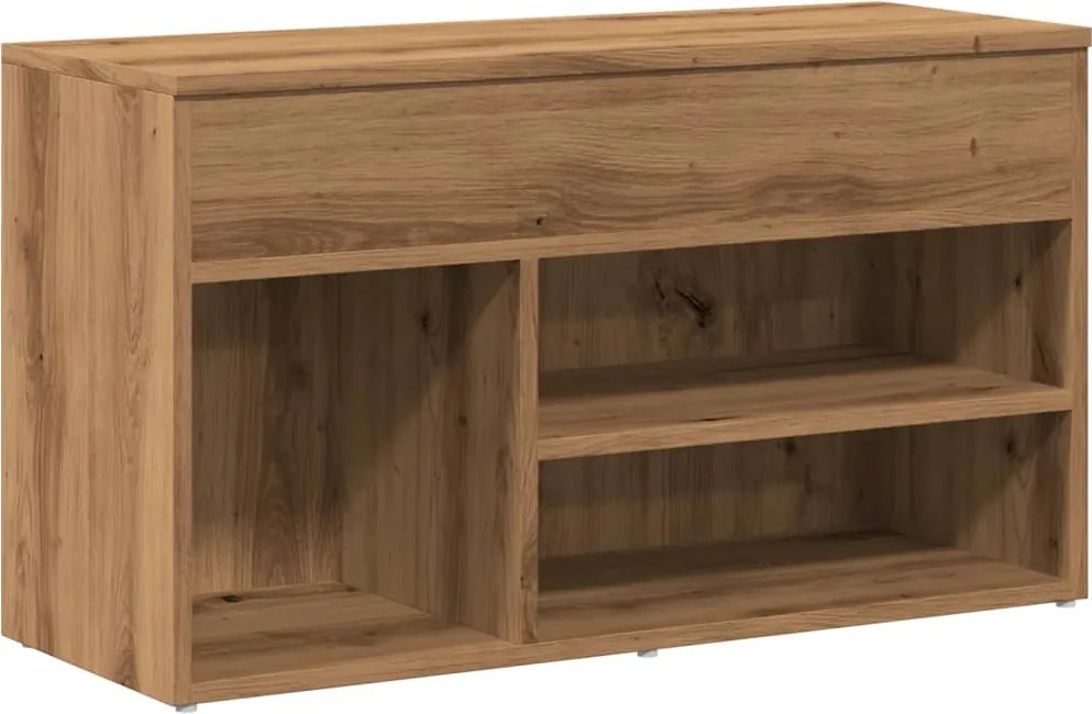 vidaXL kézműves tölgy színű szerelt fa cipőtároló pad 80 x 30 x 45 cm