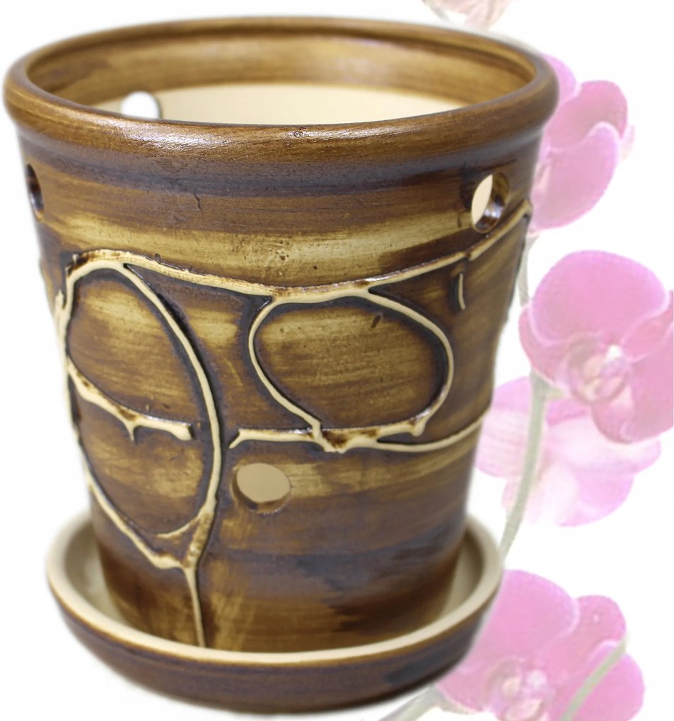Kerámia kaspó orchideákhoz Ø-14 cm +alj