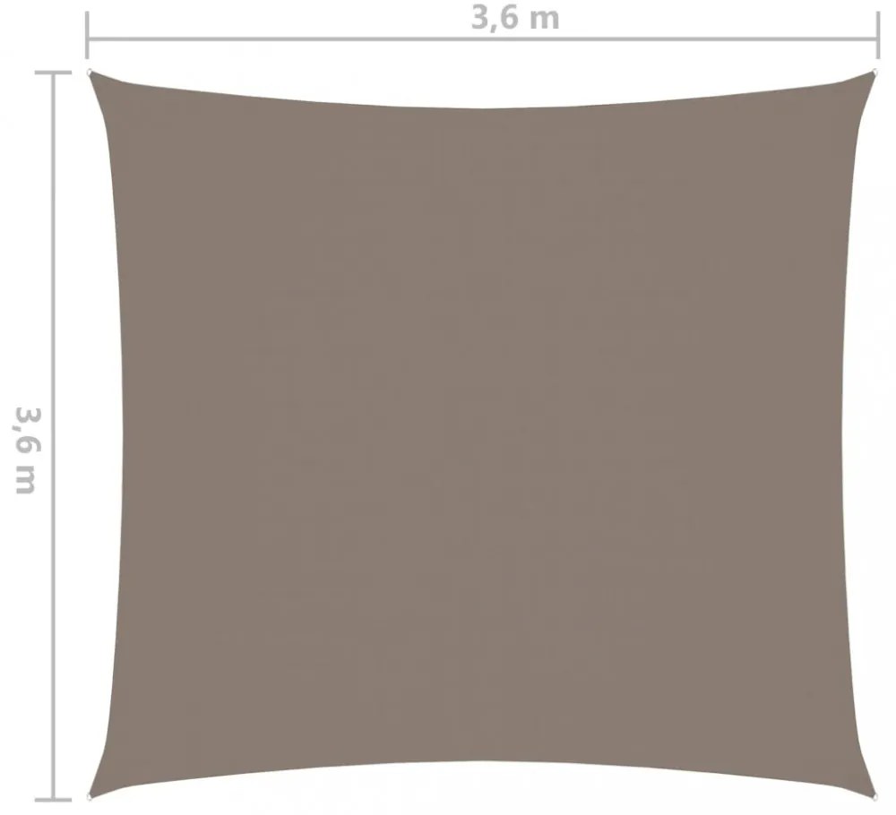 tópszínű négyzet alakú oxford-szövet napvitorla 3,6 x 3,6 m