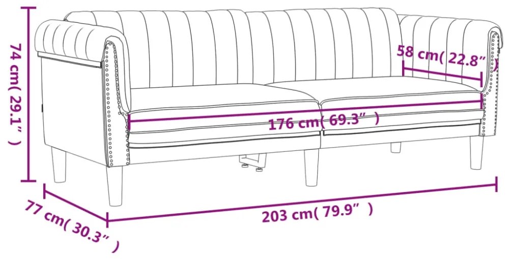 sötétszürke 3 személyes bársony kanapé