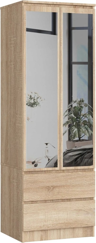 Star S60 2D Gardróbszekrény 2DB Sonoma Tölgy Akd Tükör