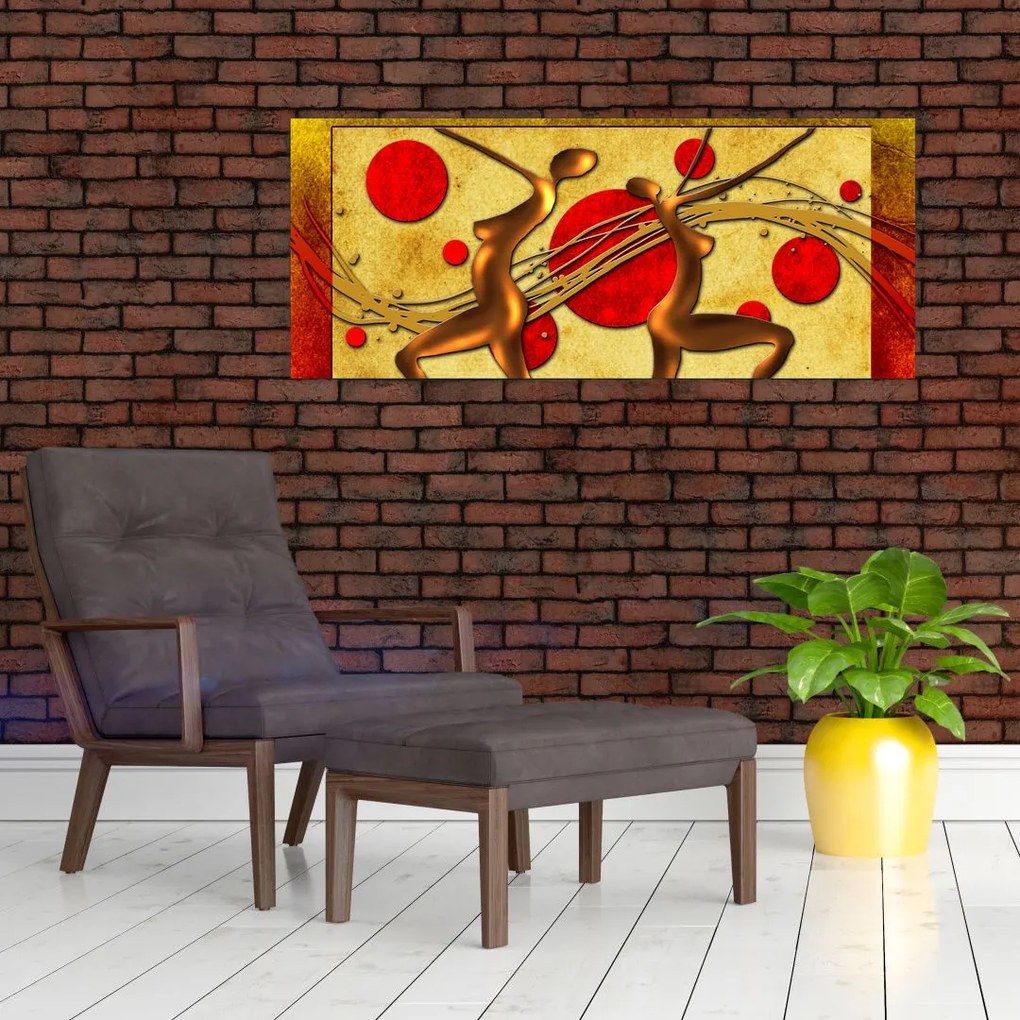 Absztrakt kép két nővel (120x50 cm)