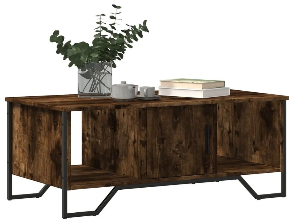 Füstös tölgy színű szerelt fa dohányzóasztal 100 x 51 x 40 cm