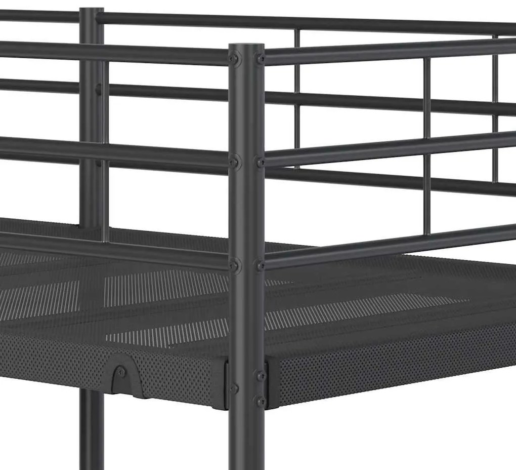 fekete acél emeletes ágy matrac nélkül 80 x 200 cm