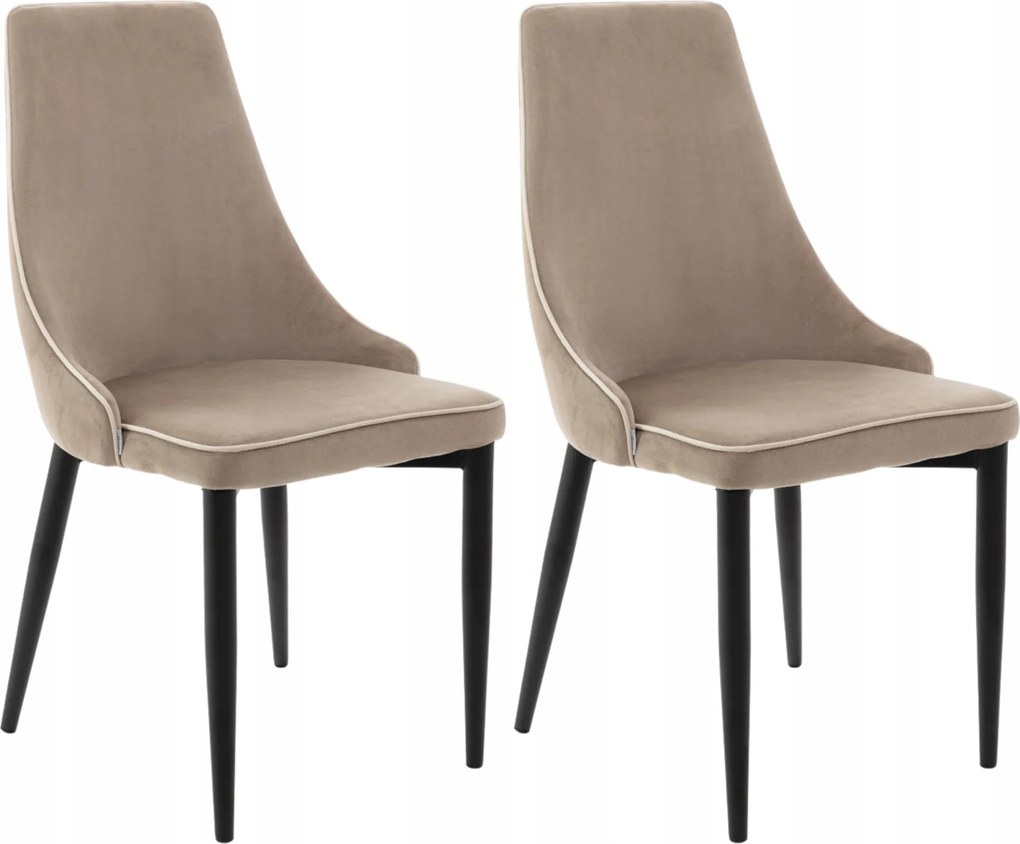 2 db-os szett Louis Ribbon velúr bézs étkezőszék 44x59x88 cm Homla