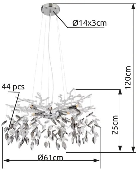 Globo 64133-8 - Csillár zsinóron DANNA 8xG9/8W/230V átm. 61 cm króm