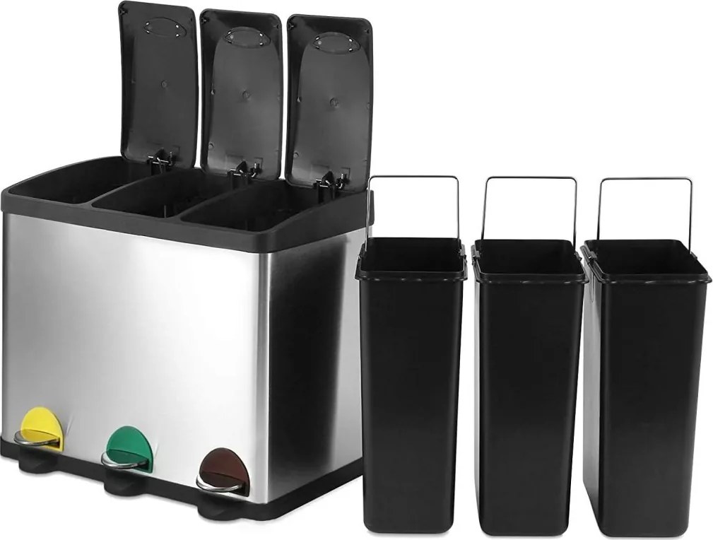 JAGO Szemeteskuka pedálos rozsdamentes acél  3 x 20 L