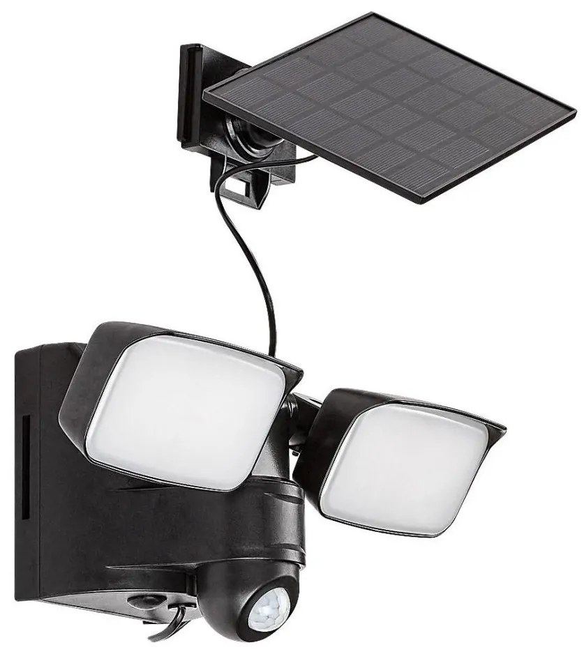 Rabalux 77091 - LESZNO LED napelemes fali lámpa 2x5W, IP54, fekete