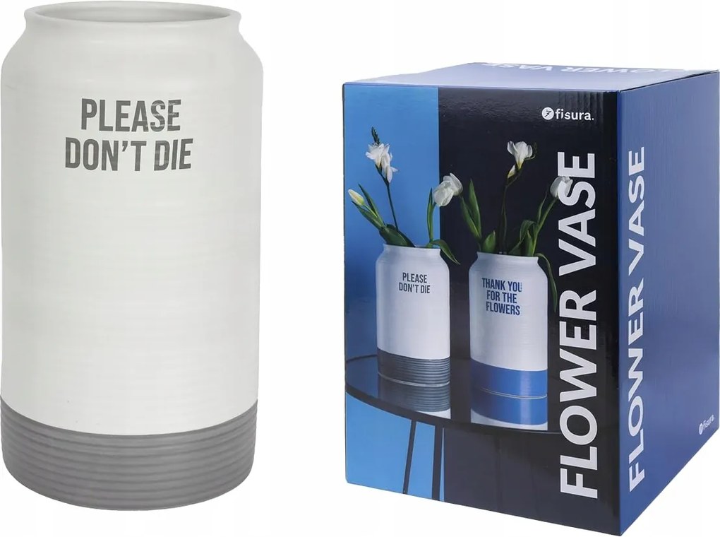 Modern kerámia váza 'Kérlek, ne halj meg' üzenettel 25,2cm