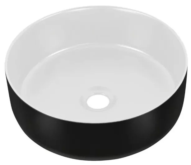 Eros SIMPLE 8 - PULTRA ültethető - Top Counter - porcelán mosdó- MATT FEKETE/FEHÉR - 36 x 36 x 13 cm