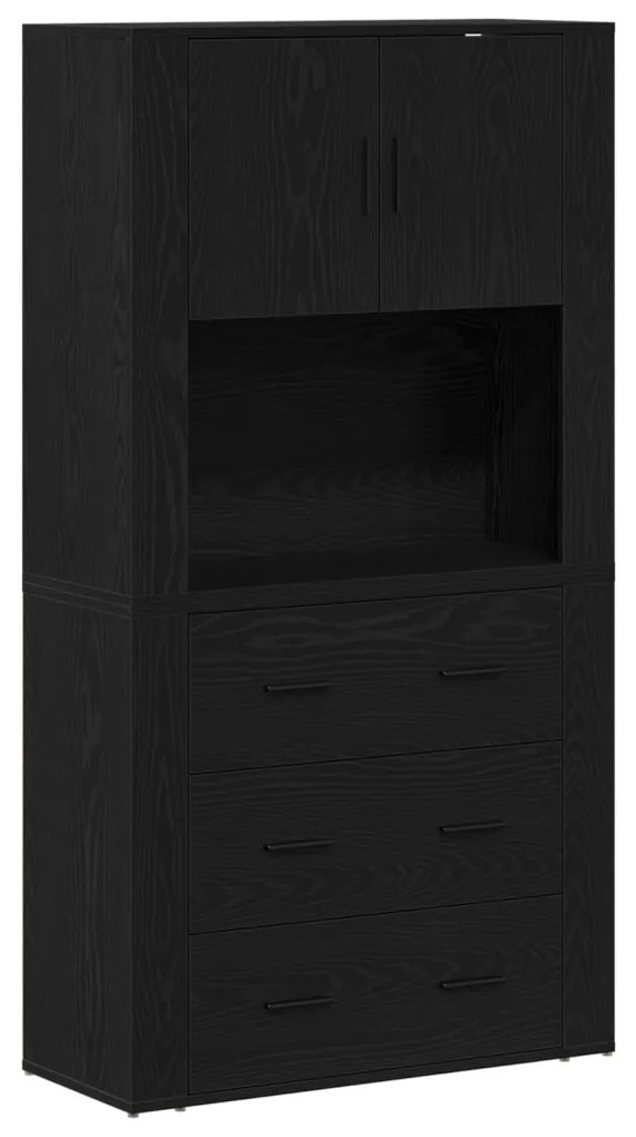 Fekete Tölgy Magas Szekrény 80x33x150 cm Szerelt Fa
