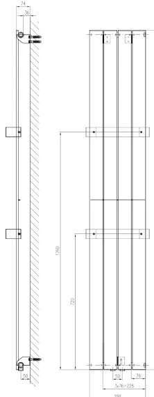 Sapho - COLONNA fürdőszobai radiátor 614W/230V 29x180 cm ezüst