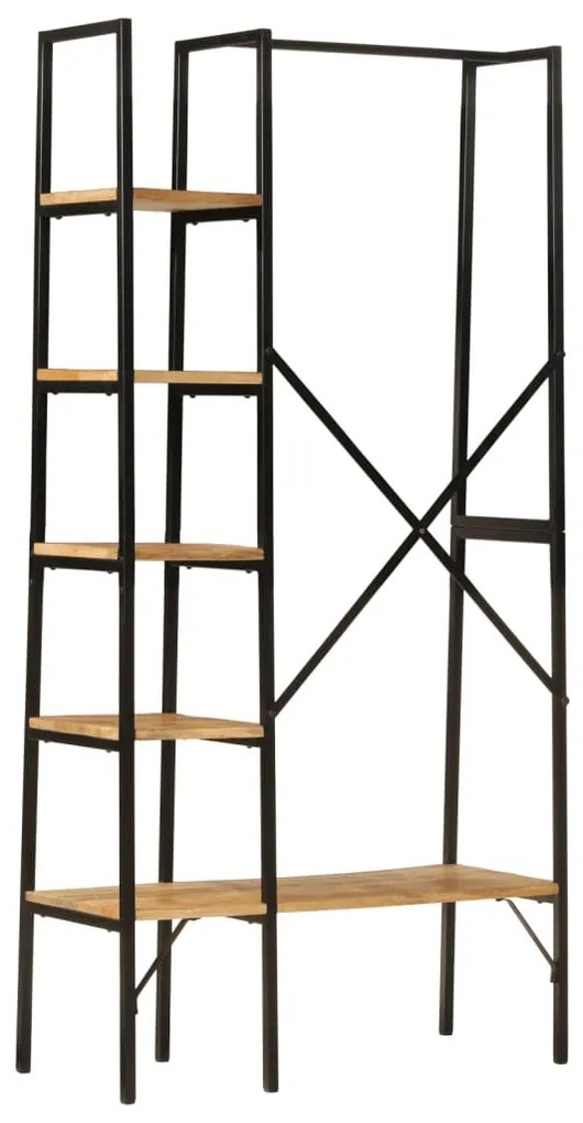 tömör mangófa és vas ruhaállvány polcokkal 90 x 40 x 190 cm
