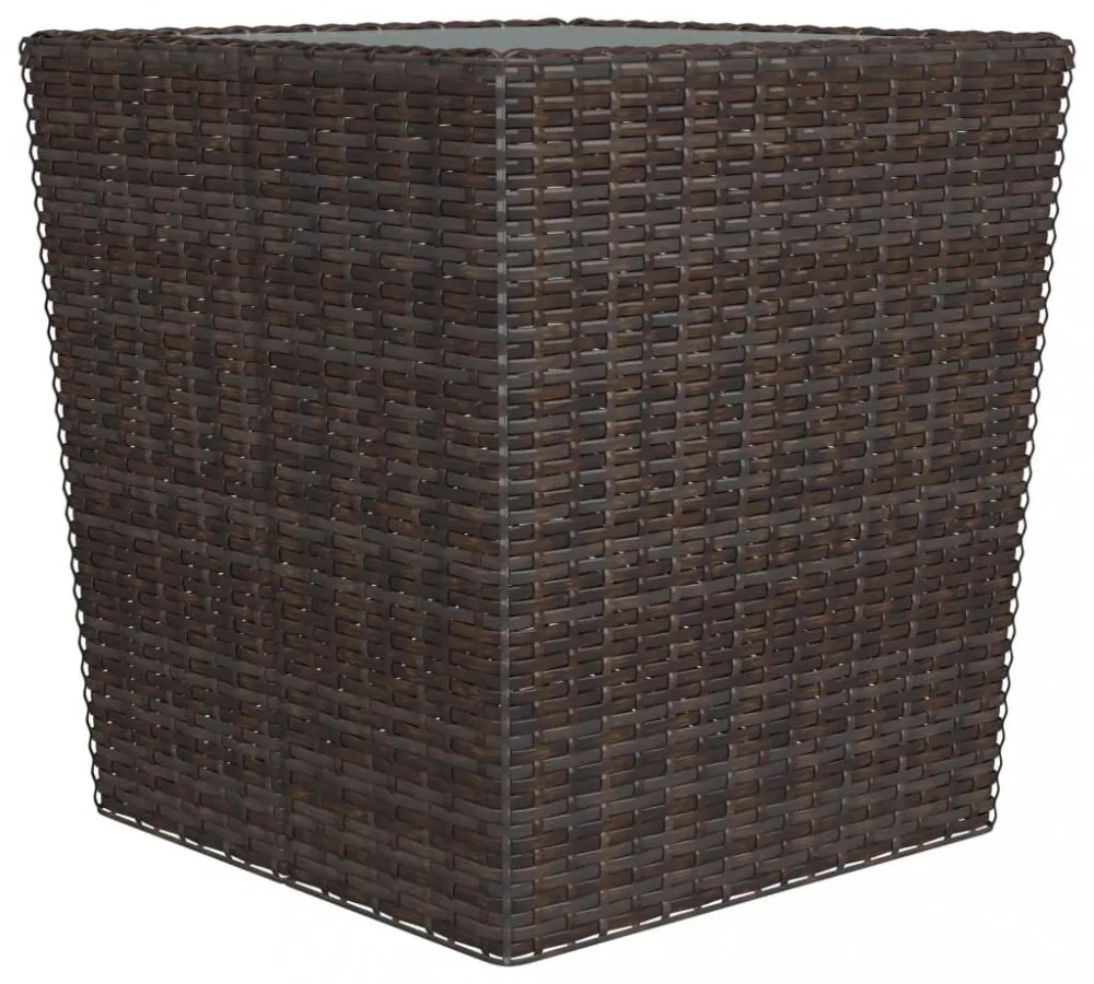 3 részes barna polyrattan és edzett üveg bisztrószett