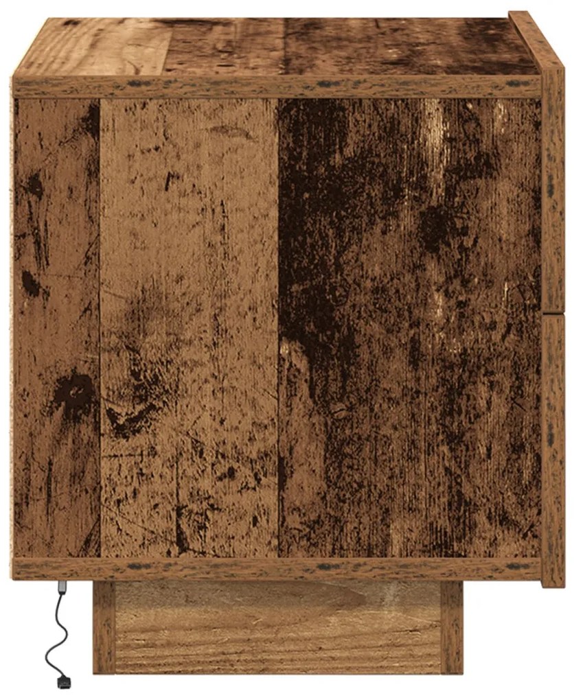 Éjjeli Szekrény LED Világítással Régi Fával 100x36x49 cm
