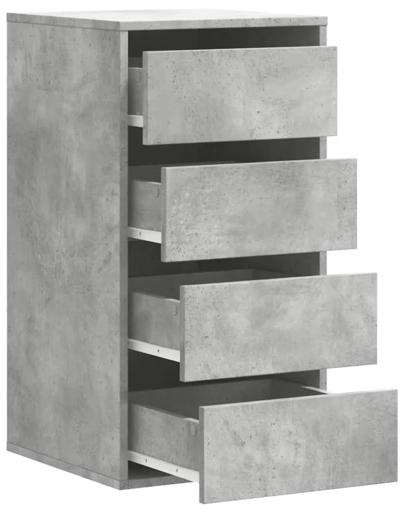 betonszürke szerelt fa fiókos sarokszekrény 40 x 41 x 76 cm