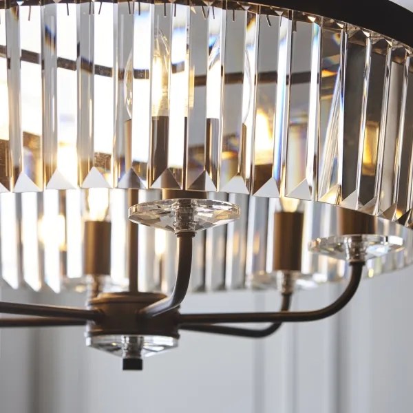 Endon 100711 - CHESTERFIELD láncra függesztett csillár 6xE14/6W/230V, Ø 55 cm, fekete