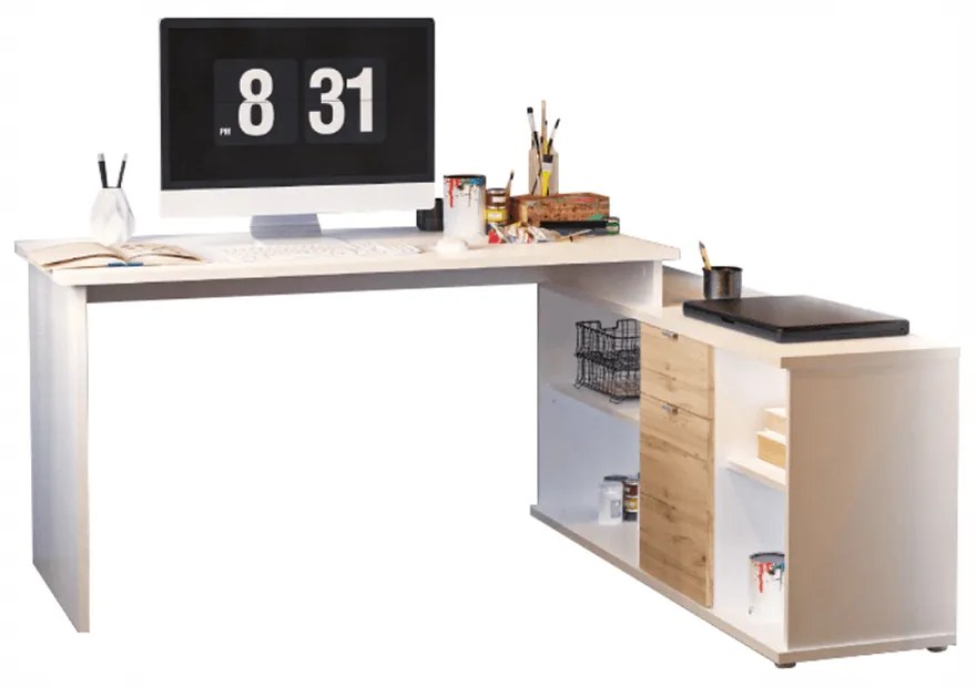 Zondo Sarok számítógépasztal Dasys VE 02 (wotan tölgy + féher). 1006278