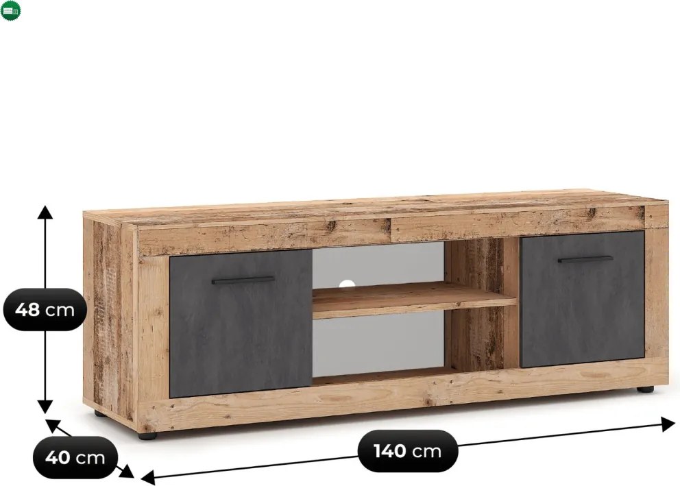 BLAGO RTV szekrény 140 cm – natúr tölgy/grafit