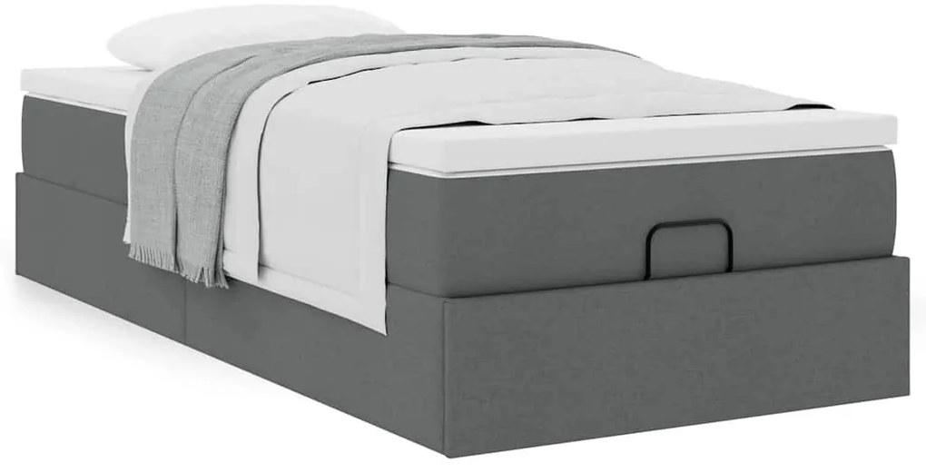 Ottomán ágykeret matraccal sötét szürke 90x190cm szövet