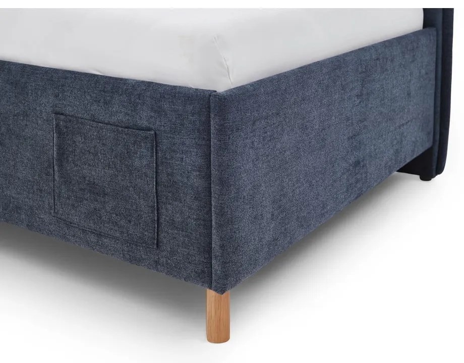 Sötétkék kárpitozott sarok gyerekágy ágyrács nélkül 140x200 cm Fun – Meise Möbel