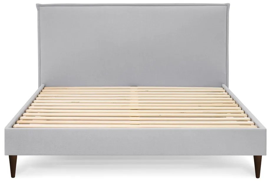 Világosszürke kárpitozott franciaágy ágyráccsal 160x200 cm Sary – Bobochic Paris