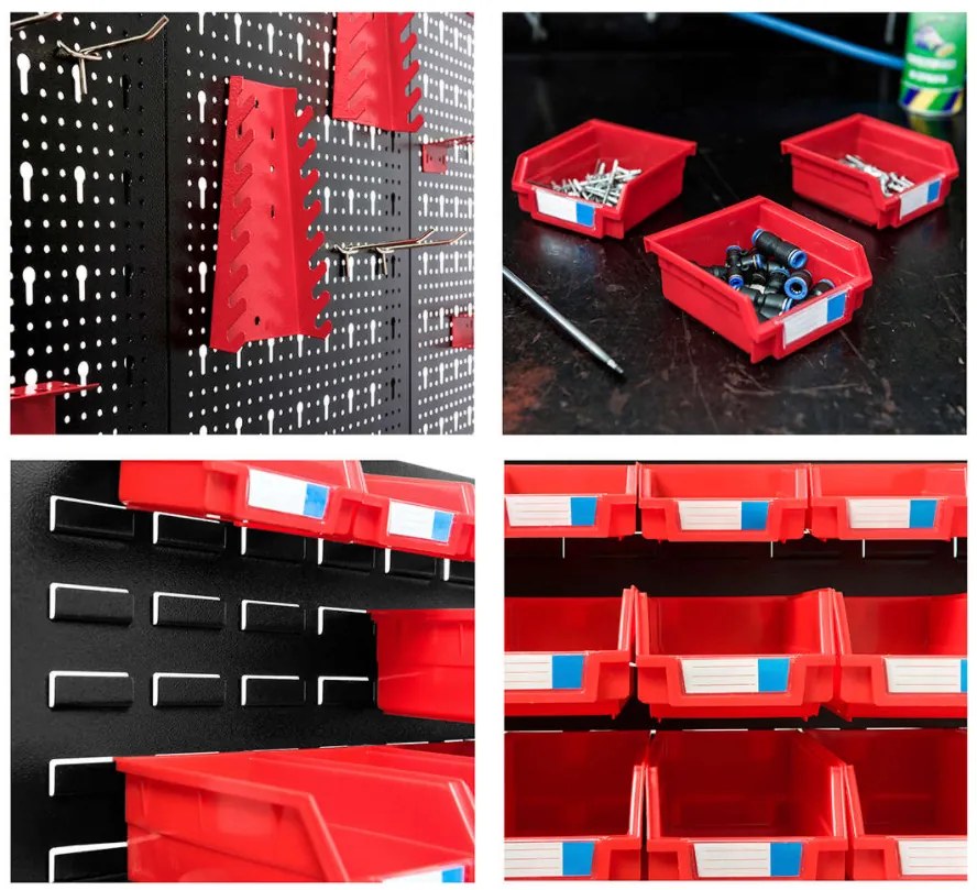 Fém szerszámtartó fal 120x90cm + 30 doboz