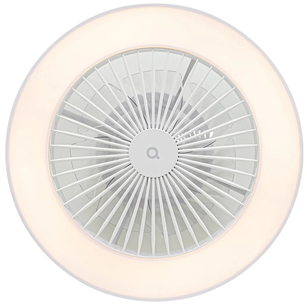 Okos mennyezeti ventilátor fehér 59,5 cm LED-del, fényerőszabályzóval és távirányítóval - Deniz