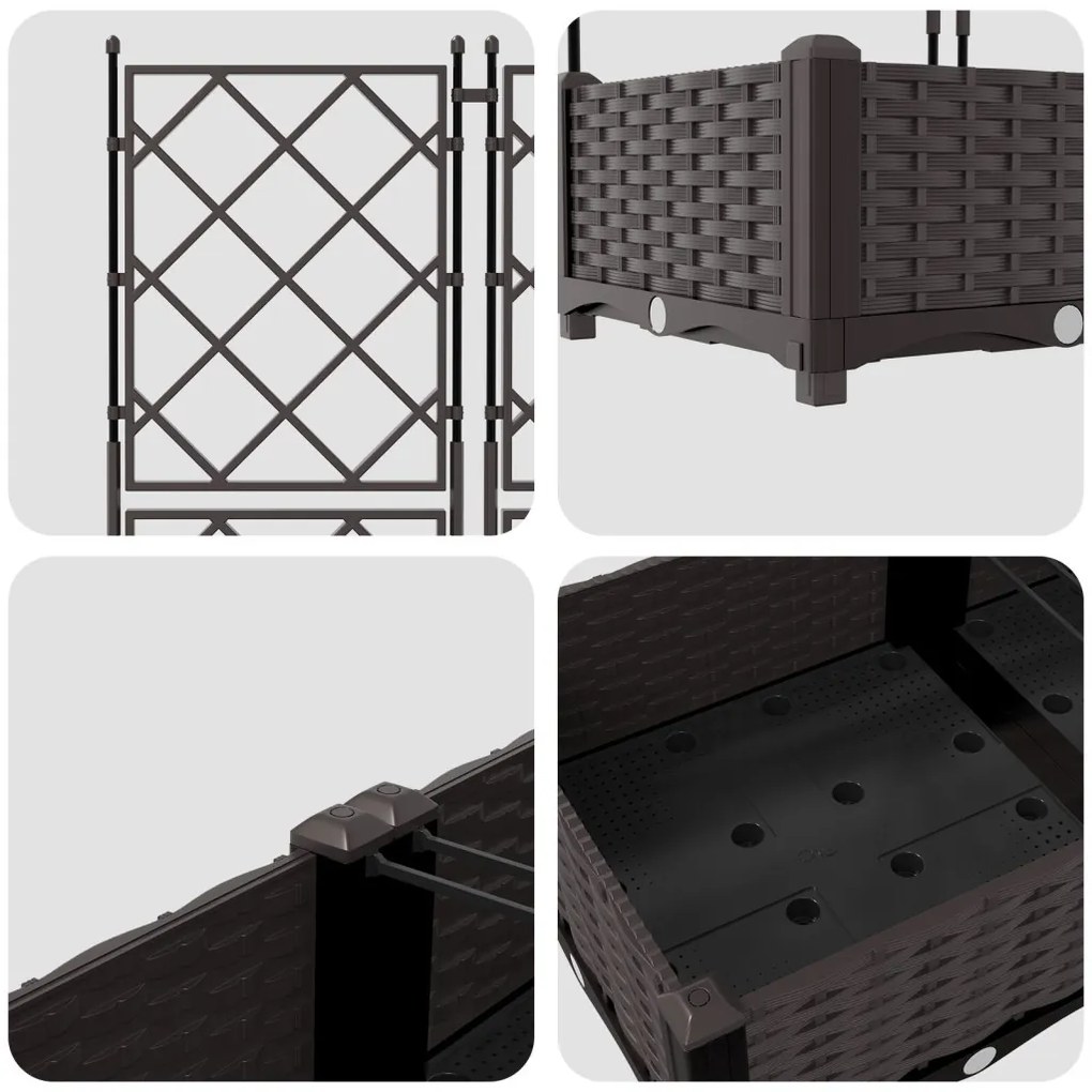 Kerti Virágágyás Trellis-szel 5 db Barna 120x120x125,5 cm